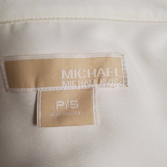 Michael Kors Womens White Long Sleeve Silver Zipper Shirt Top Size P/S - Picture 3 of 9